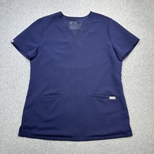 FIGS Casma 3 Pocket Scrub Top Women Small Blue Stretch Medical Nurse Uniform