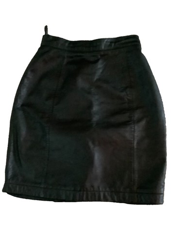 Mini-jupe En Cuir Véritable Byrnes & Baker - Noir - Taille 6 - Occasion Très Bon État