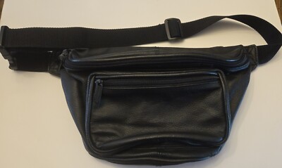 Ameri Leather Black Waist Belt Fanny Pack Organizer Bag Unisex Soft Leather Nice