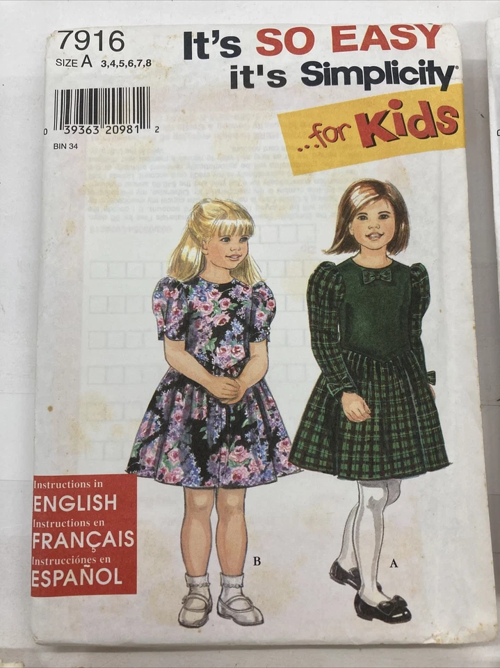 Vintage Childrens Patterns Lot Of 6 80s & 90s Mixed Brands & Sizes 2-16 C10K - Image 4 of 4