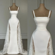 Gorgeous Sleeveless Mermaid Wedding Dresses Bridal Gowns Appliques Straps Pleat