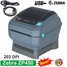 Zebra ZP450 USB Direct Thermal Label Shipping Barcode Printer With Power Supply