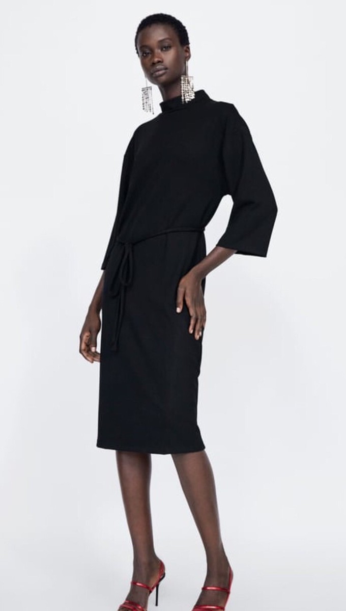 えりです Zara belted black dress new with tags 5584/467/800 size