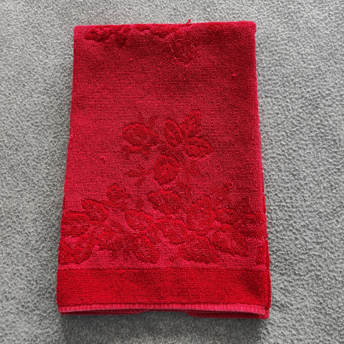 Vintage 60’s 70’s Lipstick Red Sculpted Roses Handtuch Baumwolle USA - Bild 9 von 10