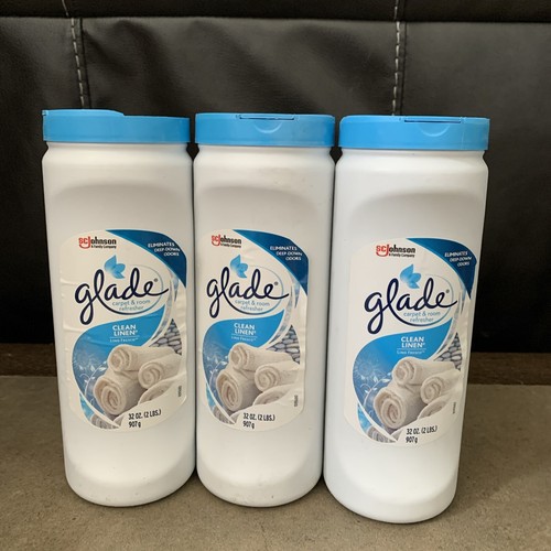 3 Glade Carpet and Room Refresher Powder Clean Linen Scent 32oz Ea NEW