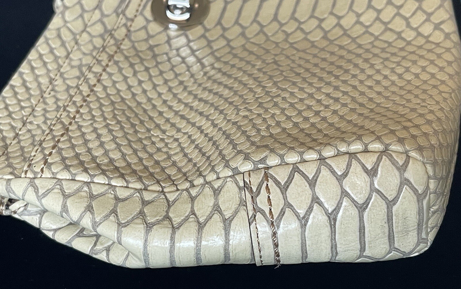 COACH Beige Leather Python Stamped Medium Clutch … - image 12