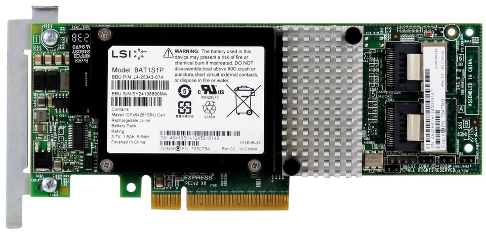 Raid Controller Card Sun ORACLE 7047503 Raid SAS 6Gbps PCI-Ex8 2xSFF-8087 + Bbu - Image 2 of 2