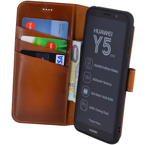 Huawei Y5 2018 Case Book Style Protective Case Wallet Case Genuine Leather Case - Photo 6/12