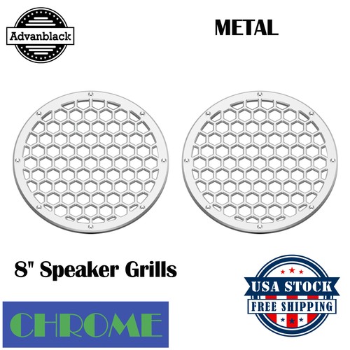 Advanblack x XBS Chrome Contrast CNC Aluminium HEX 8'' Speaker Grills