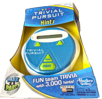 Trivial Pursuit Hints Electronic Trivia Game Pass & Party Hasbro A7288 2013