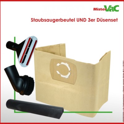 10xStaubsaugerbeutel+Düsenset kompatibel Einhell TH-VC1930 SA Nass-Trockensauger
