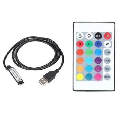 CBASE LED RGB Controller 24Key Remote + USB POWERED DC 5V Cable RGB LED Strip Light UK