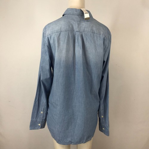 J. CREW - WOMEN'S 10 TALL - DENIM CHAMBRAY LONG SLEEVE POPOVER BLOUSE SHIRT - Picture 4 of 8