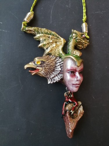 Bune Demon Gothic Talisman Satanist Pendant Devil Amulet Necklace Dragon Eagle - Picture 9 of 24