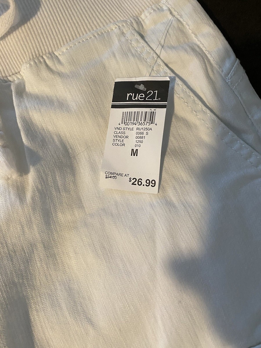 コットン Forever 21 Women's White Cargo Pants Size Medium M Cotton Stretchy