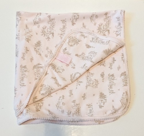 Infant Hooded Blanket Light Pink Tan Rabbits Picnic Garden Cotton 9 Mos. - Picture 2 of 9