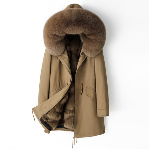 Women Fashion Parka Fox Fur Collar/Liner Hooded Warm Thicken Jacket Coats Winter - Imagen 3 de 36