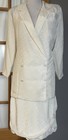 Vtg Handmade Silk 2 Piece Outfit Women’s Sz L Blazer Skirt White Business Formal