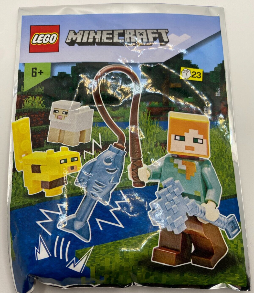 Lego Minecraft Alex + Ocelot + Sheep Minifigure Foil Pack - New
