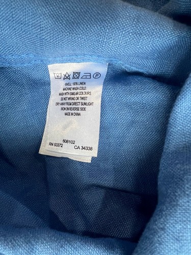 French Connection Linen Classic Fit Long Sleeve Button-Up Shirt Blue Size Medium - Picture 4 of 12