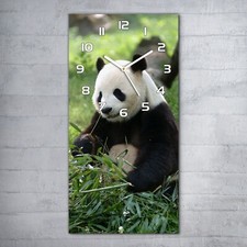 Wanduhr Glasuhr 30x60 Küchenuhr Echt-Glas riesiger Pandabär Porzellantier
