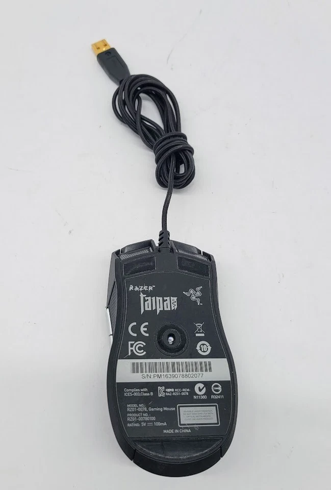 LOT OF 2 Razer Taipan Ambidextrous PC RZ01-0078 Gaming Mouse 8200dpi MICE - Imagem 4 de 4