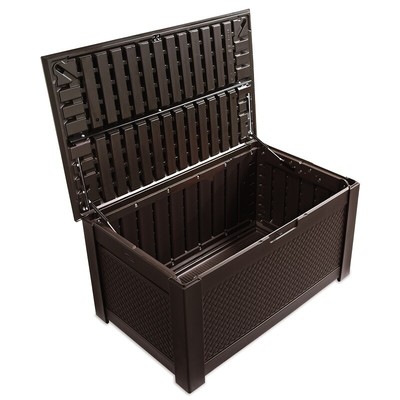 Rubbermaid Patio Chic Deck Box Storage Bench Dark Teak