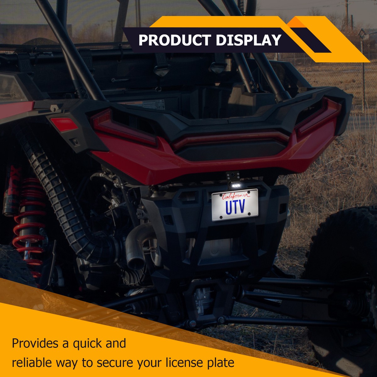 ATV/UTV Universal 6-LED Lighted License Plate Holder For Polaris