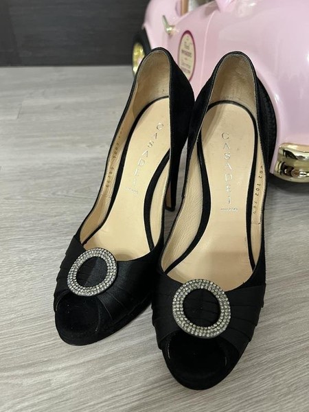 Women Casadei Heels Black Suede 36.5