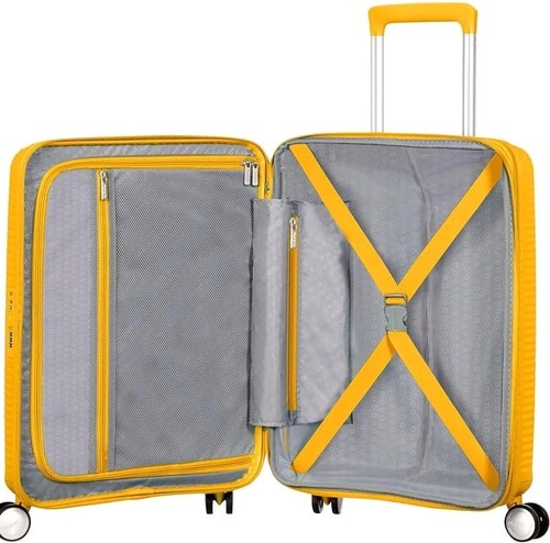 American Tourister Soundbox Spinner 55 Exp GIALLO - Valigie Trolley Piccolo - Foto 6 di 7