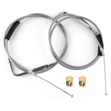 42" Stainless Steel Throttle and Idle Cable Set 56579-02A,Fit for Harley Davi...