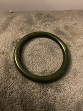 Vintage Spinach Green Jade Bracelet 6.5” Length