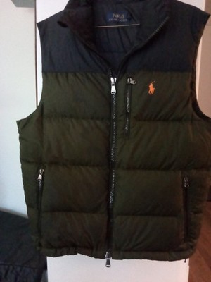 Polo Ralph Lauren Men's Puffer Down Vest Jacket - 2-Tone Olive, Black Size S/P