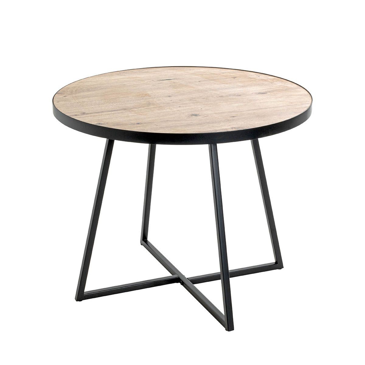 Table basse Miranda 60cm chêne et noir idéale pour vos apéritifs