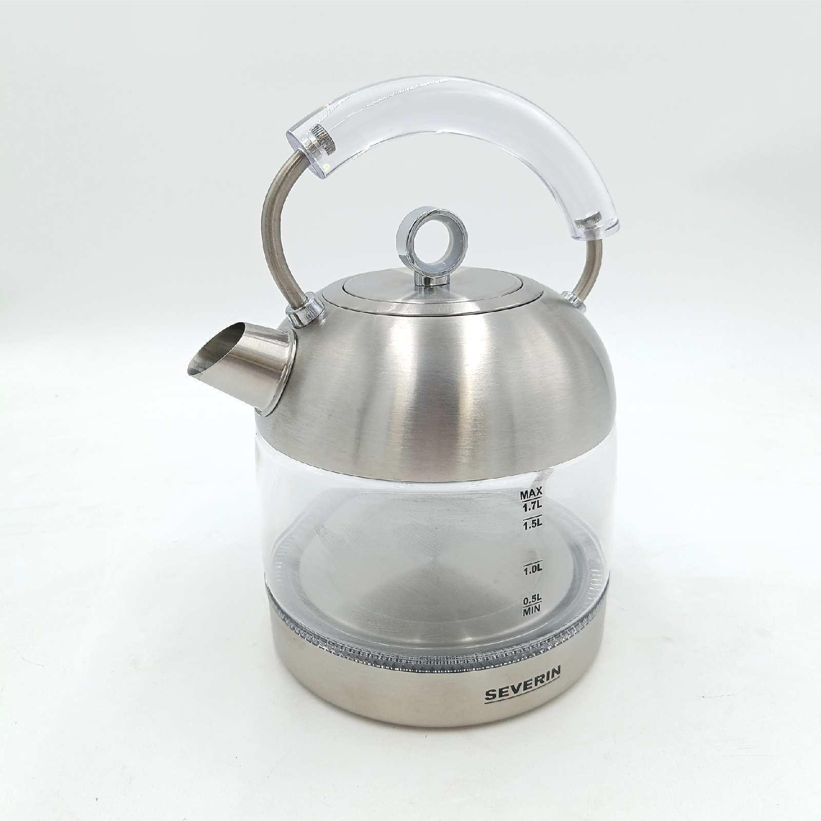 SEVERIN Wasserkocher Retro Glas kompakt Hotwasserkocher leistungsstark