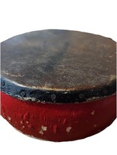 Vintage Small Red Frame Drum Wood Animal Skin Folk Instrument Decorative