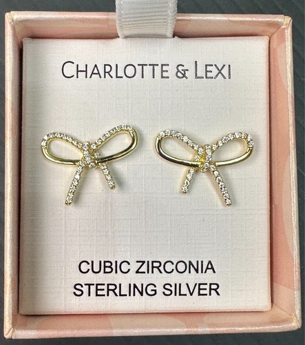 Nuevos aretes Charlotte & Lexi de plata esterlina circonita cúbica con arcos - Imagen 2 de 3