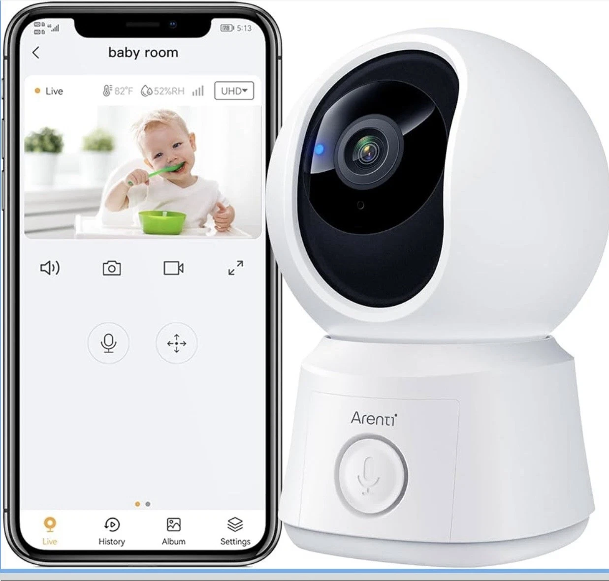 Arenti B2 360° WiFi Baby Camera 2MP Night Vision Motion Audio Open Box
Opens in a new window or tab