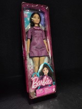 Barbie Fashionistas Doll #188 Curvy, Brown Hair, Checkered Dress & Accessories