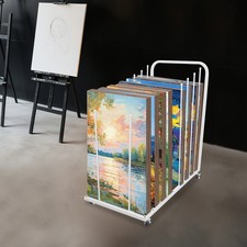 Art Canvas Storage Rack with Wheels Painting Drying Rack Easel Display Stand