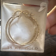 14K Yellow Gold Twisted Hoop Earrings