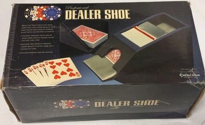 Excalibur Poker Blackjack Dealer Card Shoe Holder Weighted Card Feeder Preowned