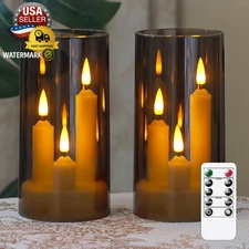 3 in 1 Flameless Taper Short Candles with 10 Key Remote Control and Timer, Batte