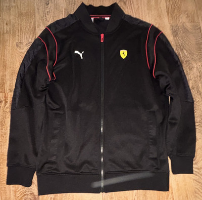 PUMA Ferrari Men s Full Zip Track Jacket Black/Red Knit Polyester Size L