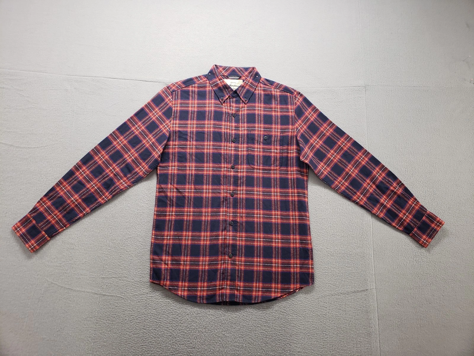 Weatherproof Men Shirt S Red Check Flannel Long Sleeve Button Up Collared Casual