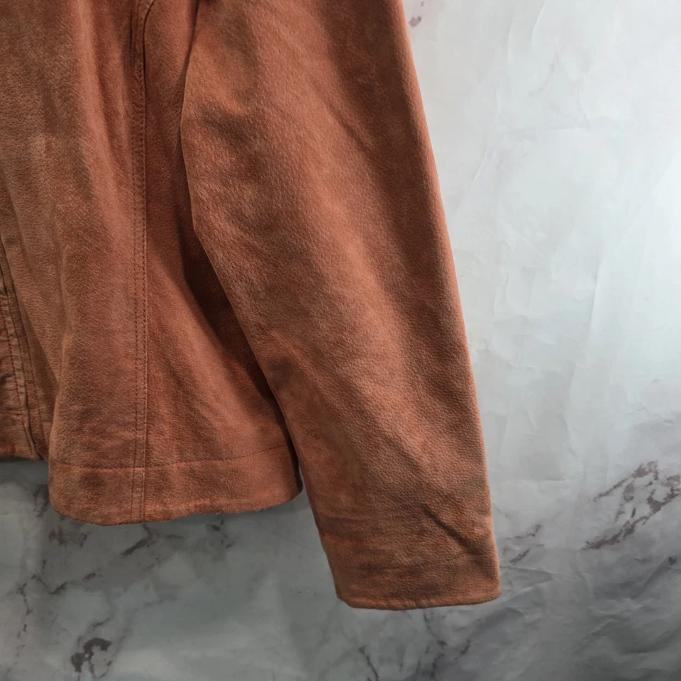 Chaqueta Chicos XL 3 Rosa Melocotón Cuero Gamuza Motociclista Pastel Luz Cremallera De Colección  Foto 4 de 4