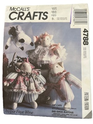 Fabulous OOP McCALLS CRAFTS 4788 Fat Cats Dolls & Clothes PATTERN Cut