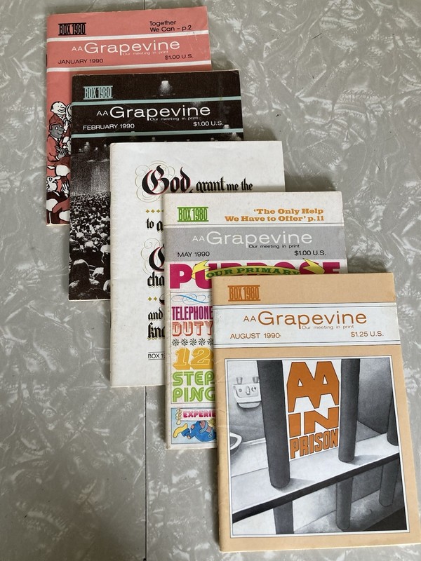 AA Grapevine Magazines 1990 Jan Feb Apr May Aug Alcoholics Anonymous Recovery