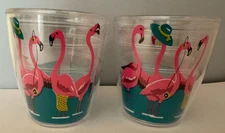 NEW 2 Boston Warehouse Plastic Double Walled Tumblers 16ozs Flamingo Ladies
