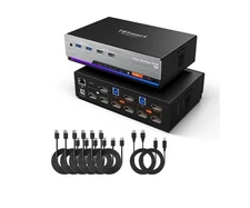 Open Box Tesmart Triple Monitor DP KVM Switch DKS203-M24-USBK